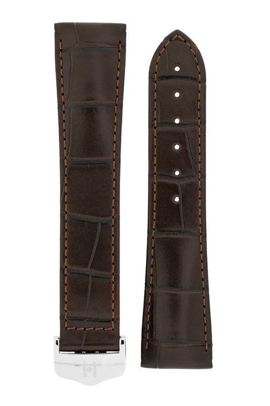 Λουρί Voyager Louisiana Alligator 0710-7417 Brown Leather Strap - Κοσμηματοπωλείο Goldy