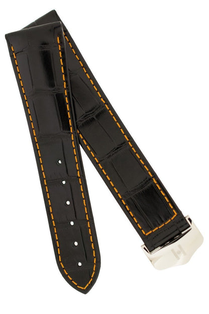 Λουρί Voyager Louisiana Alligator 0710-7457 Black Leather Strap - Κοσμηματοπωλείο Goldy