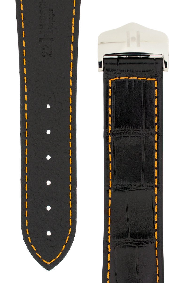 Λουρί Voyager Louisiana Alligator 0710-7457 Black Leather Strap - Κοσμηματοπωλείο Goldy