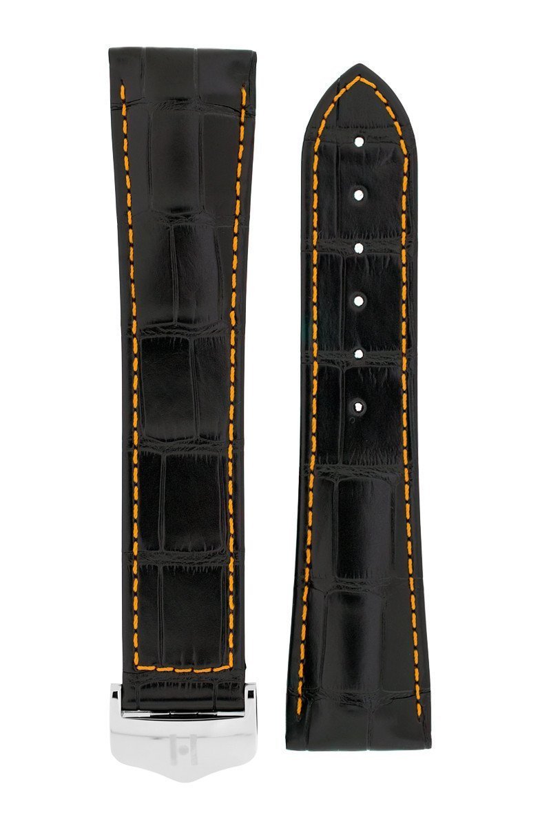 Λουρί Voyager Louisiana Alligator 0710-7457 Black Leather Strap - Κοσμηματοπωλείο Goldy