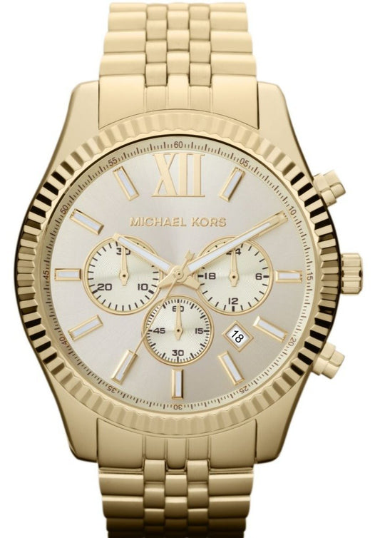 Michael Kors MK8281 Lexington Chronograph Gold Stainless Steel Watch - Κοσμηματοπωλείο Goldy