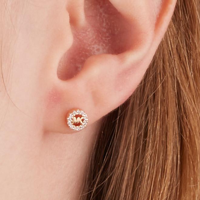 Michael Kors MKC1033AN791 Rose Gold Silver Stud Earrings | Goldie