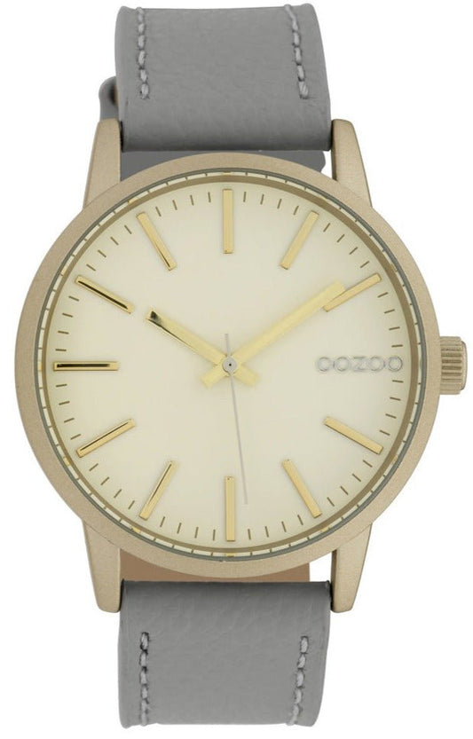 OOZOO C10016 40MM Timepieces Grey Leather Strap - Κοσμηματοπωλείο Goldy