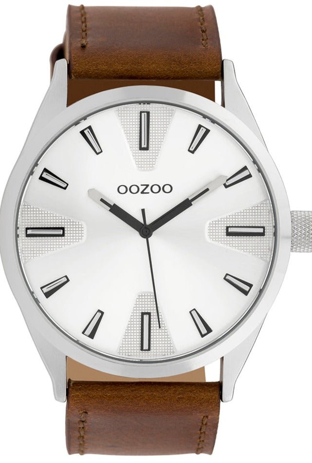 OOZOO C10020 46MM Timepieces Brown Leather Strap - Κοσμηματοπωλείο Goldy