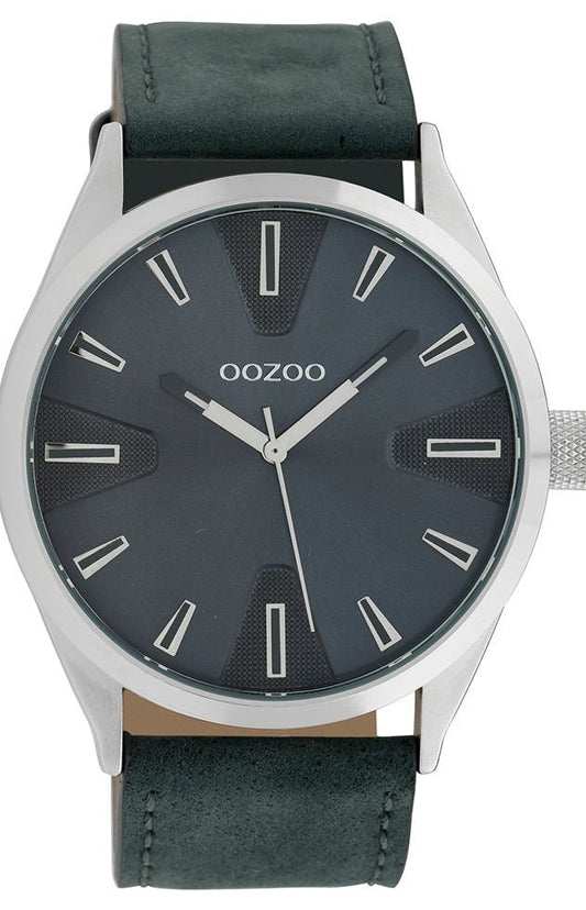 OOZOO C10023 46MM Timepieces Blue Leather Strap - Κοσμηματοπωλείο Goldy