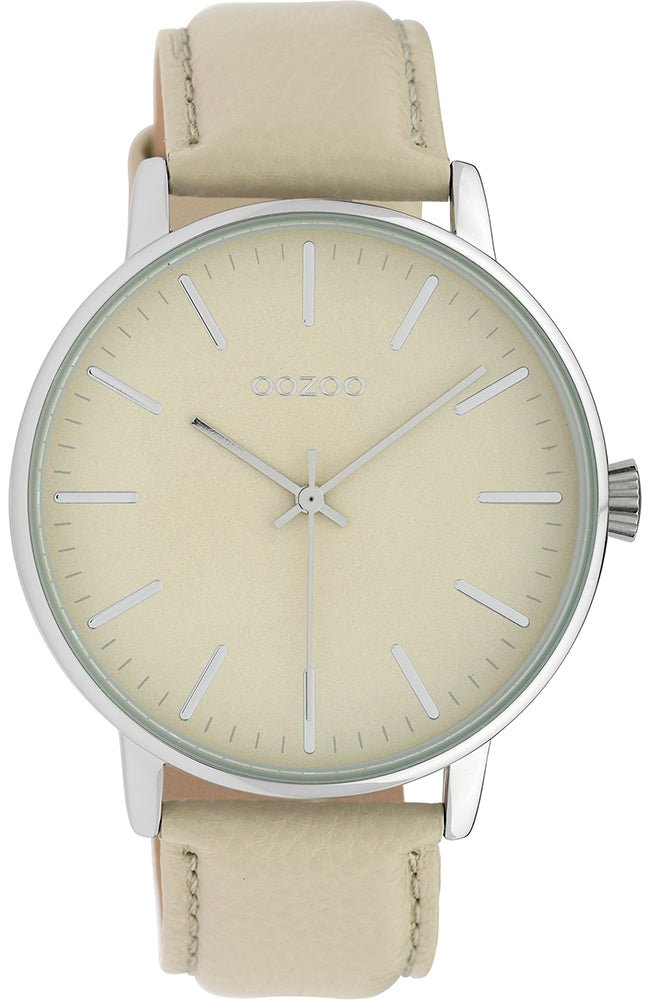 OOZOO C10041 42MM Timepieces Beige Leather Strap - Κοσμηματοπωλείο Goldy