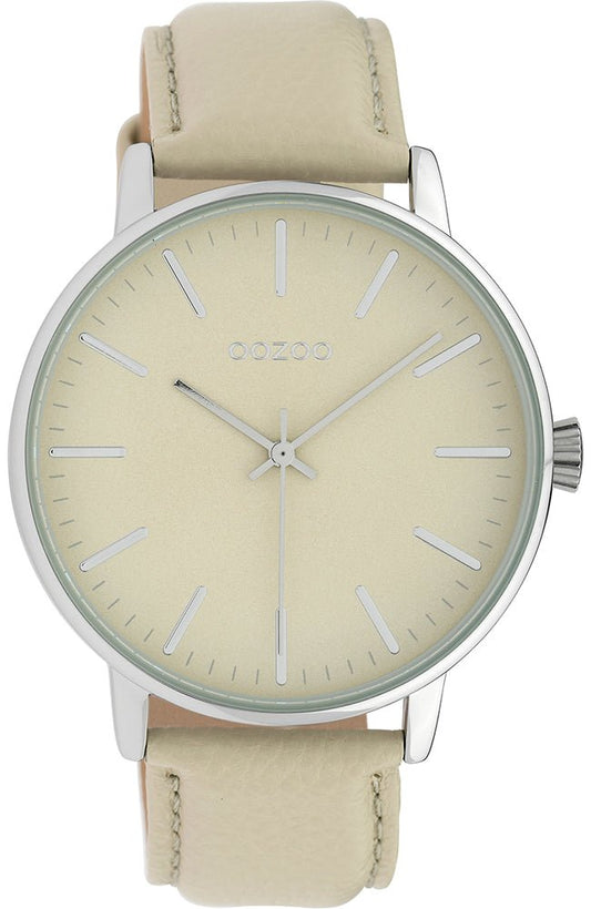 OOZOO C10041 42MM Timepieces Beige Leather Strap - Κοσμηματοπωλείο Goldy