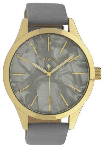 OOZOO C10071 45MM Timepieces Grey Leather Strap - Κοσμηματοπωλείο Goldy