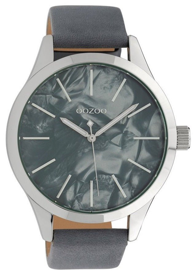 OOZOO C10074 45MM Timepieces Grey Leather Strap - Κοσμηματοπωλείο Goldy