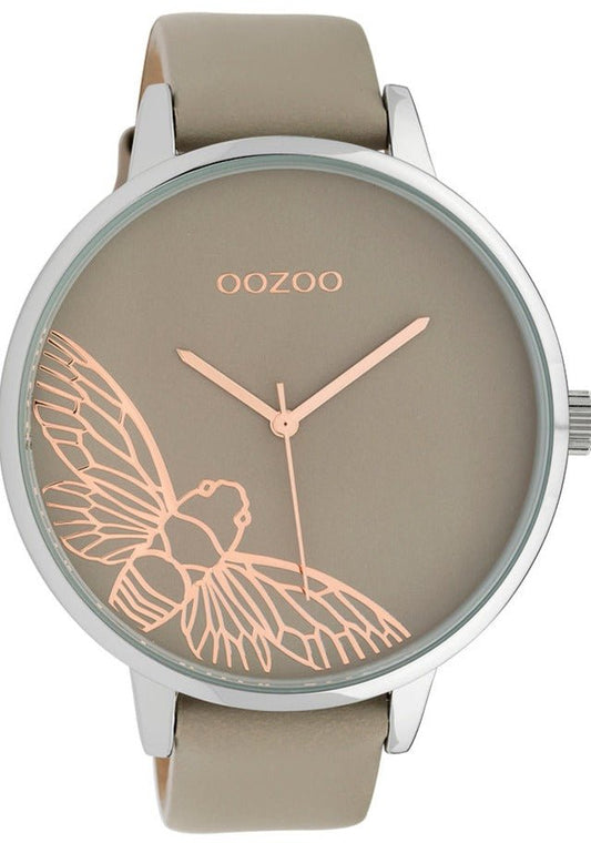 OOZOO C10077 48MM Timepieces XXL Beige Leather Strap - Κοσμηματοπωλείο Goldy