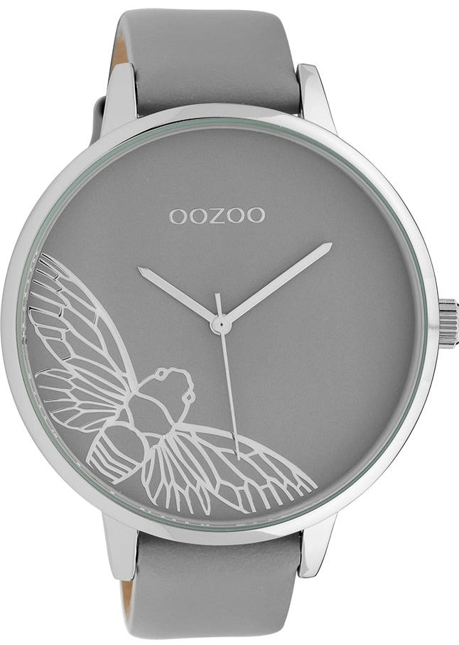 OOZOO C10078 48MM Timepieces XXL Grey Leather Strap - Κοσμηματοπωλείο Goldy