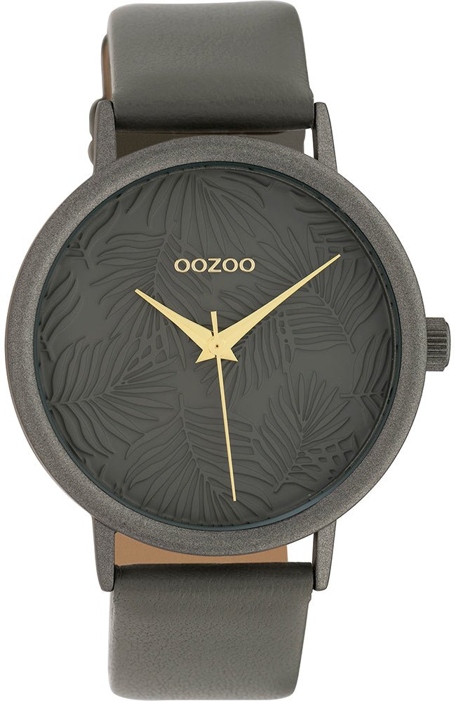 OOZOO C10084 42MM Timepieces Grey Leather Strap - Κοσμηματοπωλείο Goldy