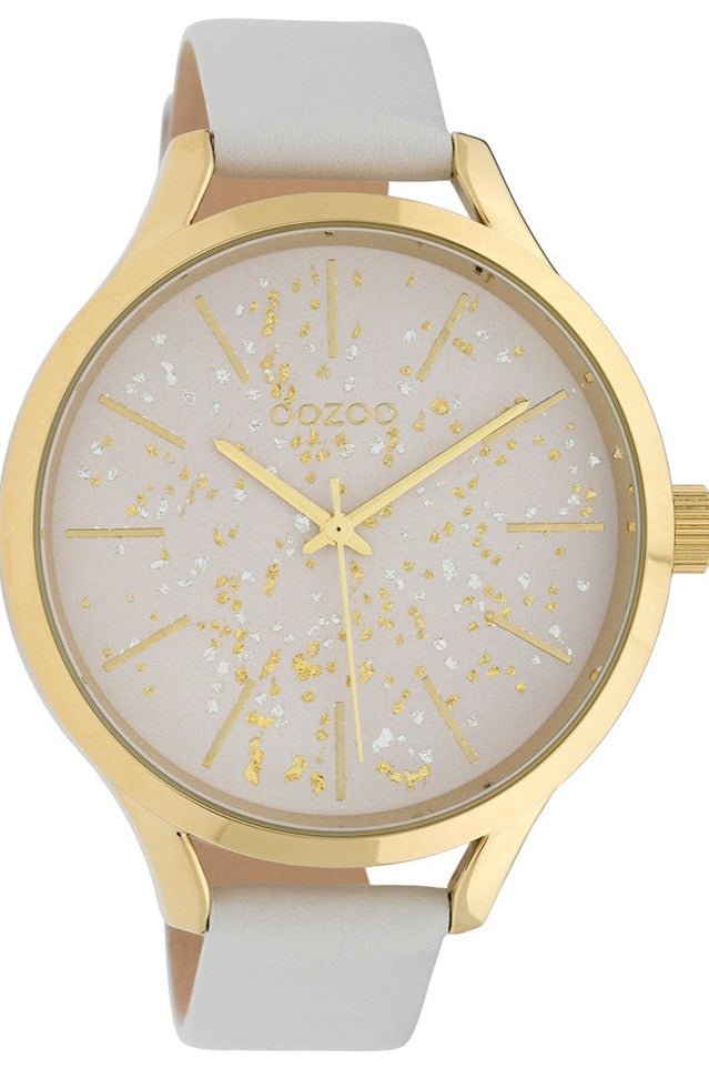 OOZOO C10085 44MM Timepieces White Leather Strap - Κοσμηματοπωλείο Goldy