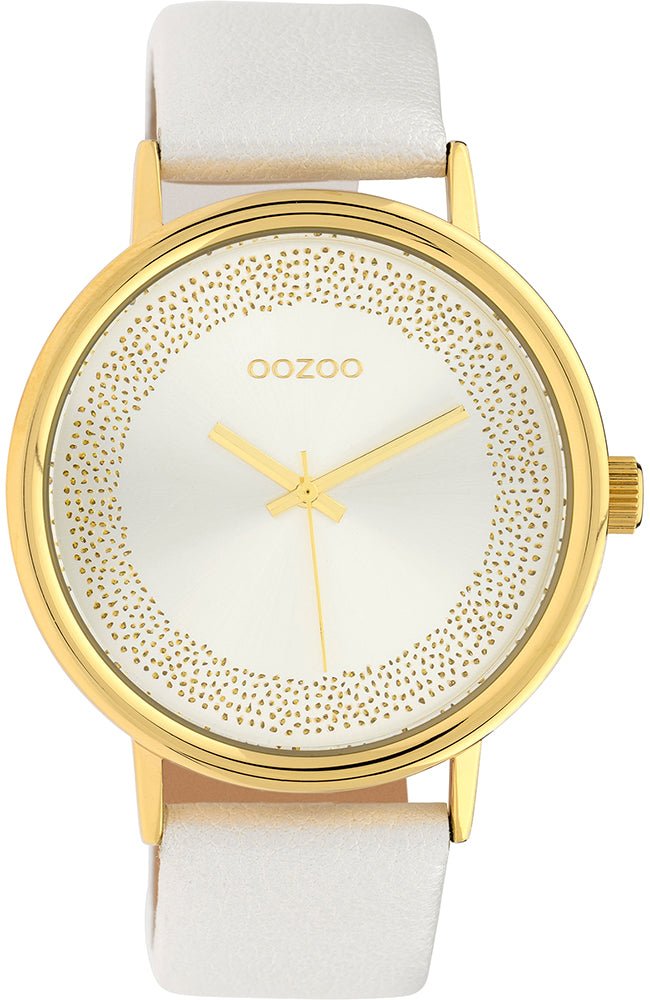 OOZOO C10095 42MM Timepieces White Leather Strap - Κοσμηματοπωλείο Goldy