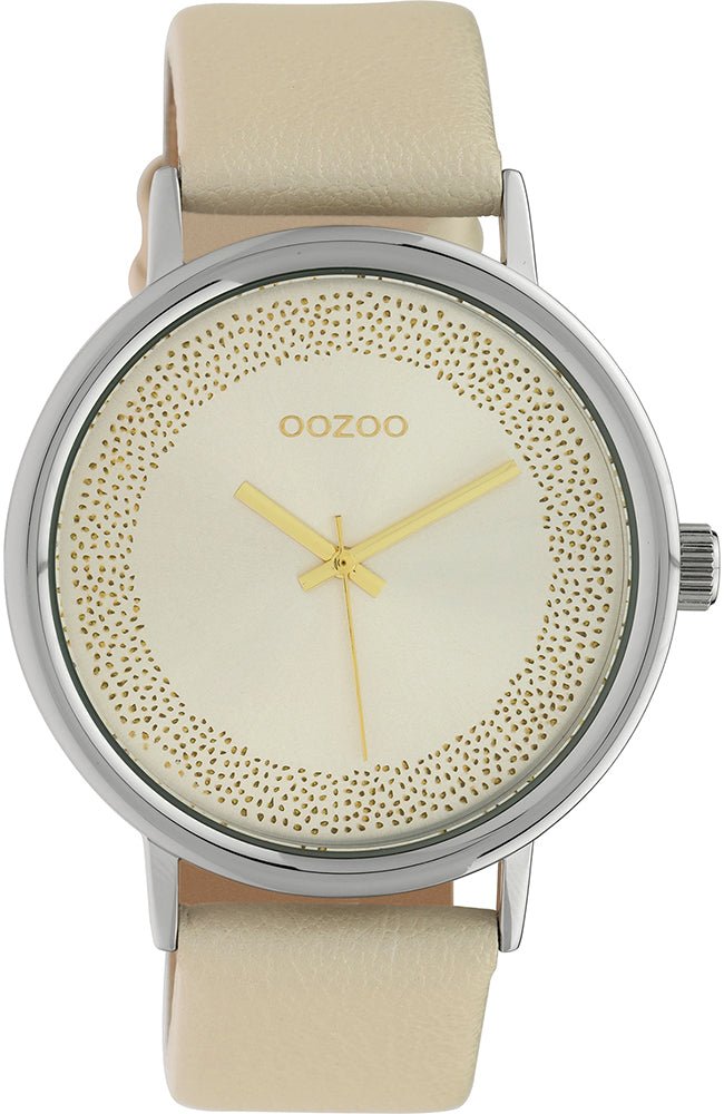 OOZOO C10097 42MM Timepieces Beige Leather Strap - Κοσμηματοπωλείο Goldy