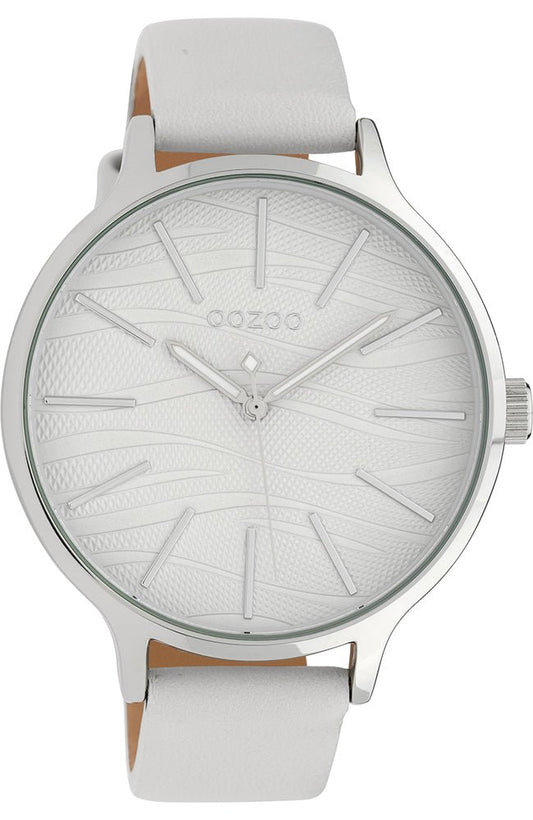 OOZOO C10120 45MM Timepieces White Leather Strap - Κοσμηματοπωλείο Goldy