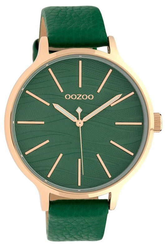 OOZOO C10123 45MM Timepieces Green Leather Strap - Κοσμηματοπωλείο Goldy