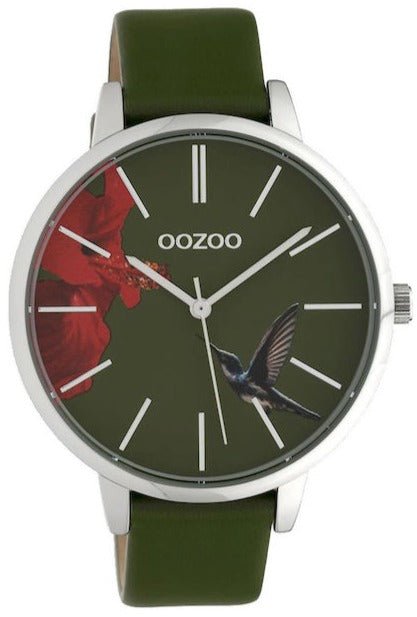 OOZOO C10185 42MM Timepieces Green Leather Strap - Κοσμηματοπωλείο Goldy