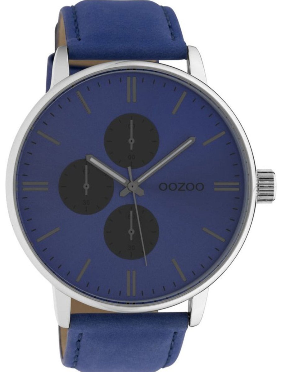 OOZOO C10310 50MM Timepieces XXL Blue Leather Strap - Κοσμηματοπωλείο Goldy