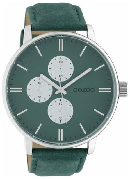 OOZOO C10313 50MM Timepieces XXL Green Leather Strap - Κοσμηματοπωλείο Goldy