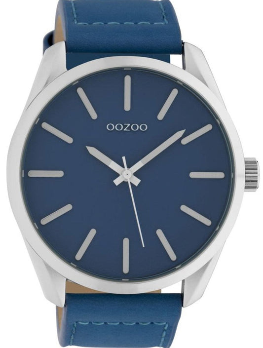 OOZOO C10321 48MM Timepieces XXL Blue Leather Strap - Κοσμηματοπωλείο Goldy