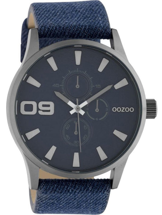 OOZOO C10345 48MM Timepieces Blue Leather Strap - Κοσμηματοπωλείο Goldy