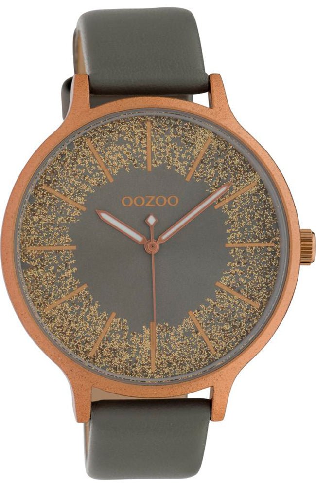 OOZOO C10402 45MM Timepieces Grey Leather Strap - Κοσμηματοπωλείο Goldy