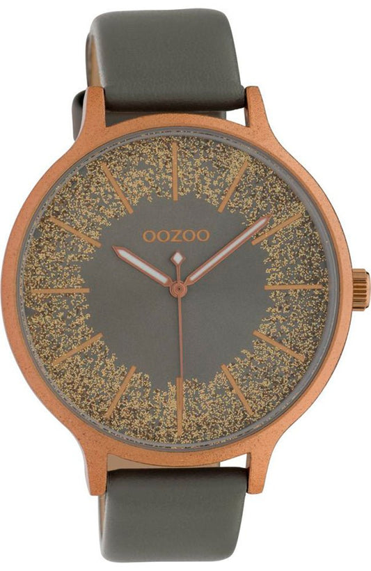 OOZOO C10402 45MM Timepieces Grey Leather Strap - Κοσμηματοπωλείο Goldy