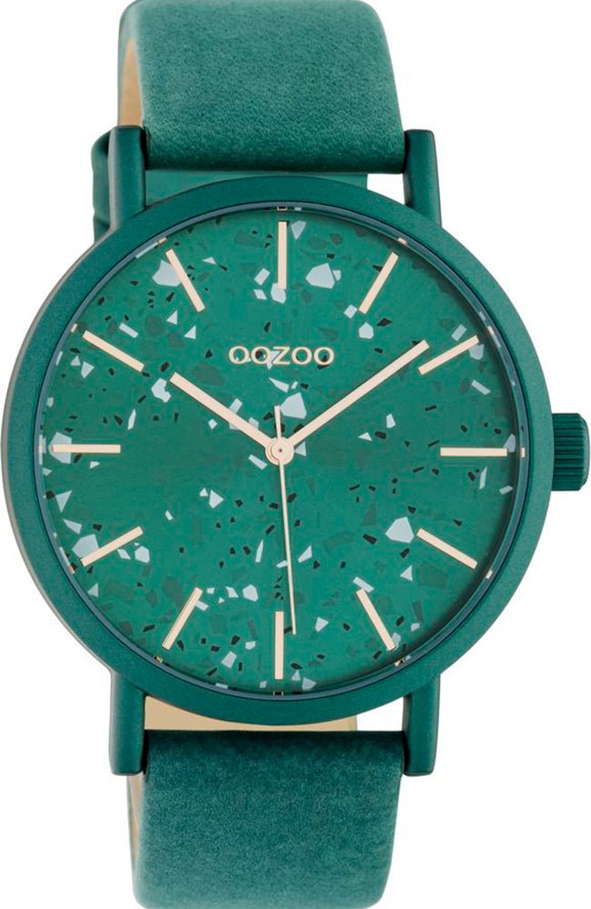 OOZOO C10411 40MM Timepieces Green Leather Strap - Κοσμηματοπωλείο Goldy