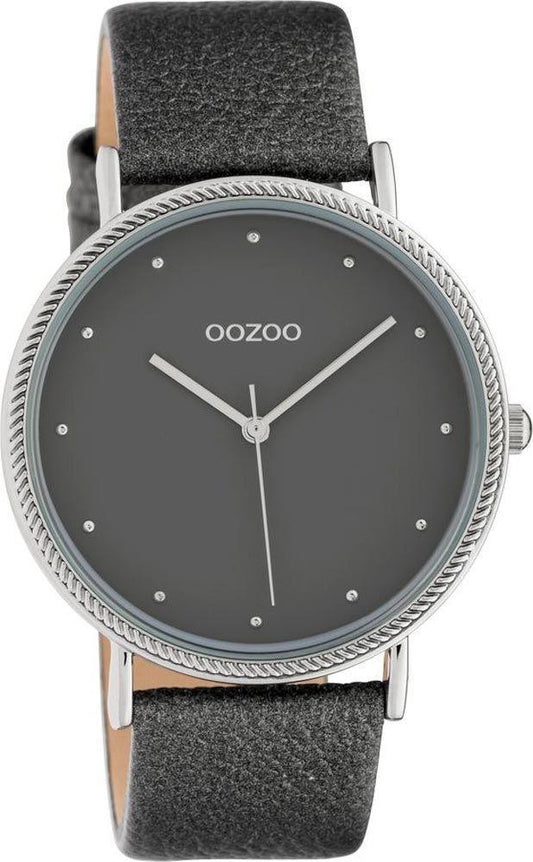 OOZOO C10419 40MM Timepieces Grey Leather Strap - Κοσμηματοπωλείο Goldy