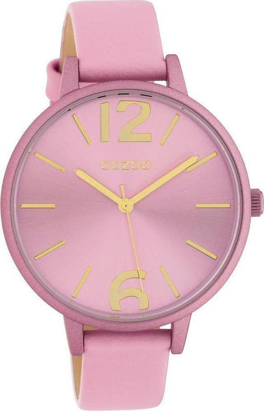 OOZOO C10441 42MM Timepieces Pink Leather Strap - Κοσμηματοπωλείο Goldy