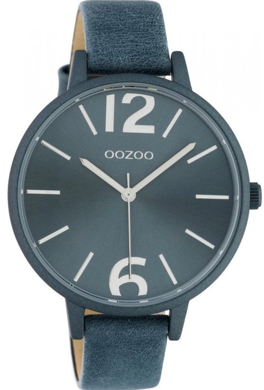 OOZOO C10442 42MM Timepieces Grey Leather Strap - Κοσμηματοπωλείο Goldy