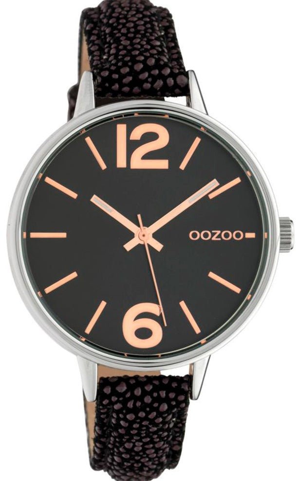 OOZOO C10459 42MM Timepieces Black Leather Strap - Κοσμηματοπωλείο Goldy