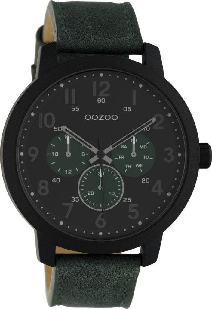 OOZOO C10508 50MM Timepieces Green Leather Strap - Κοσμηματοπωλείο Goldy