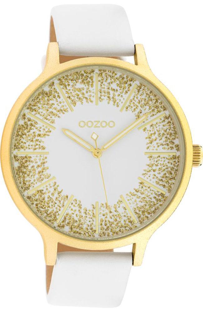 OOZOO C10566 45MM Timepieces White Leather Strap - Κοσμηματοπωλείο Goldy