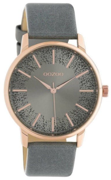 OOZOO C10718 40MM Timepieces Grey Leather Strap - Κοσμηματοπωλείο Goldy