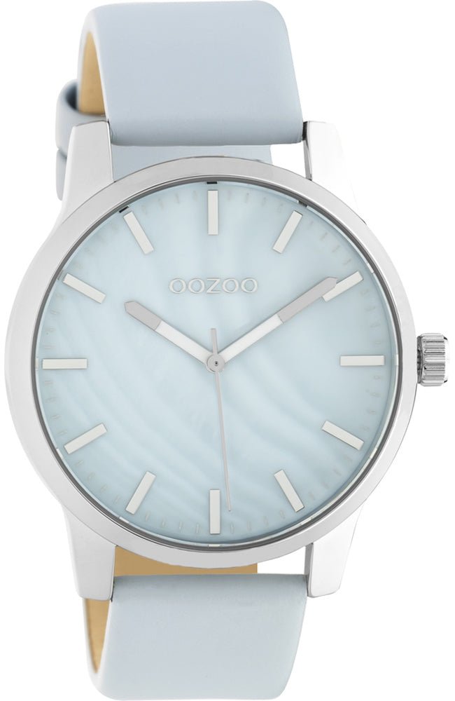 OOZOO C10726 42MM Timepieces Light Blue Leather Strap - Κοσμηματοπωλείο Goldy