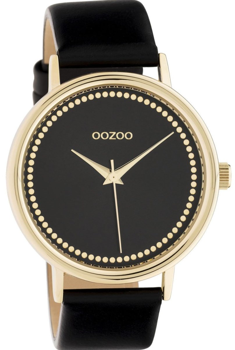 OOZOO C10835 42MM Timepieces Black Leather Strap - Κοσμηματοπωλείο Goldy