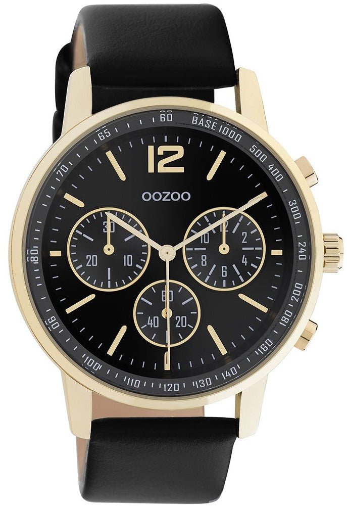 OOZOO C10841 42MM Timepieces Black Leather Strap - Κοσμηματοπωλείο Goldy