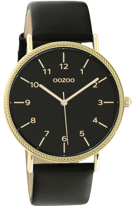 OOZOO C10843 40MM Timepieces Black Leather Strap - Κοσμηματοπωλείο Goldy