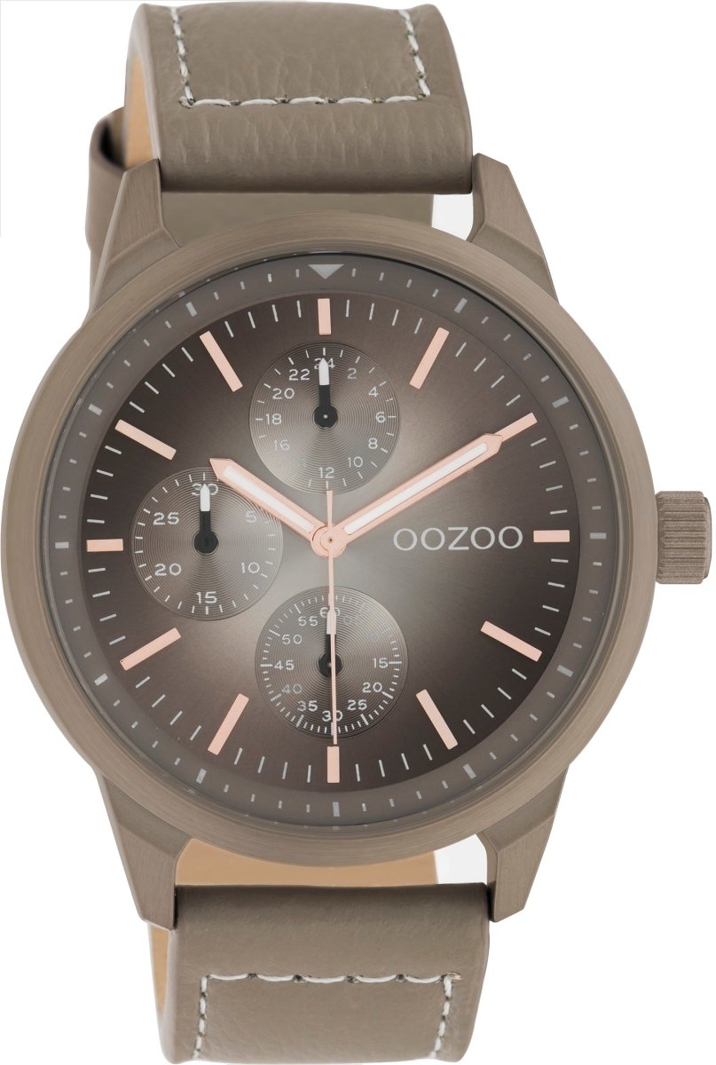 OOZOO C10907 45MM Timepieces Brown Leather Strap - Κοσμηματοπωλείο Goldy