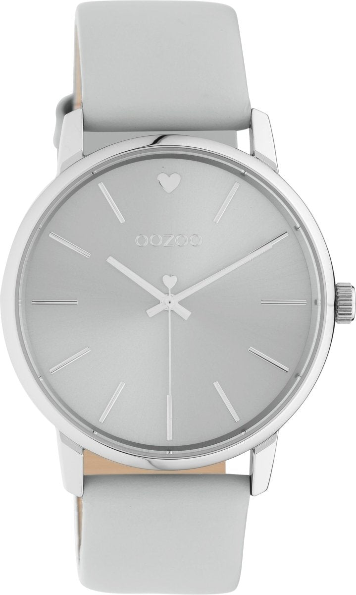 OOZOO C10928 40MM Timepieces Light Grey Leather Strap - Κοσμηματοπωλείο Goldy
