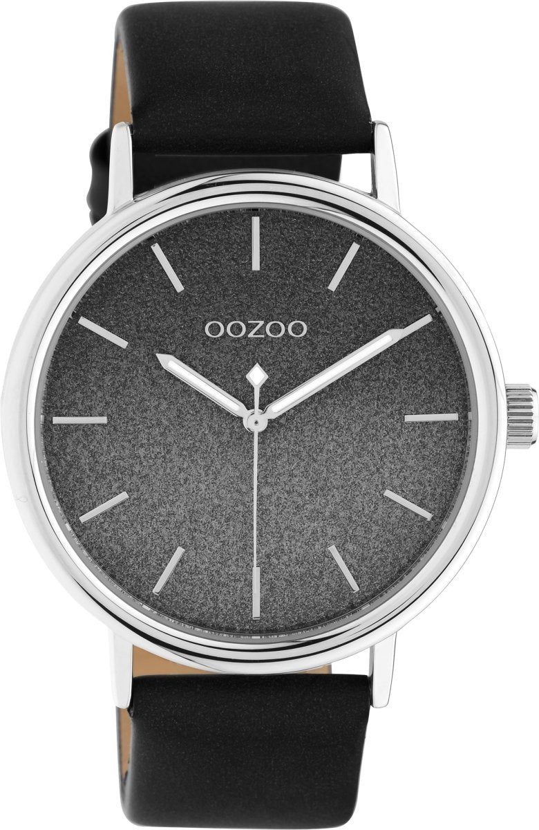 OOZOO C10939 42MM Timepieces Black Leather Strap - Κοσμηματοπωλείο Goldy