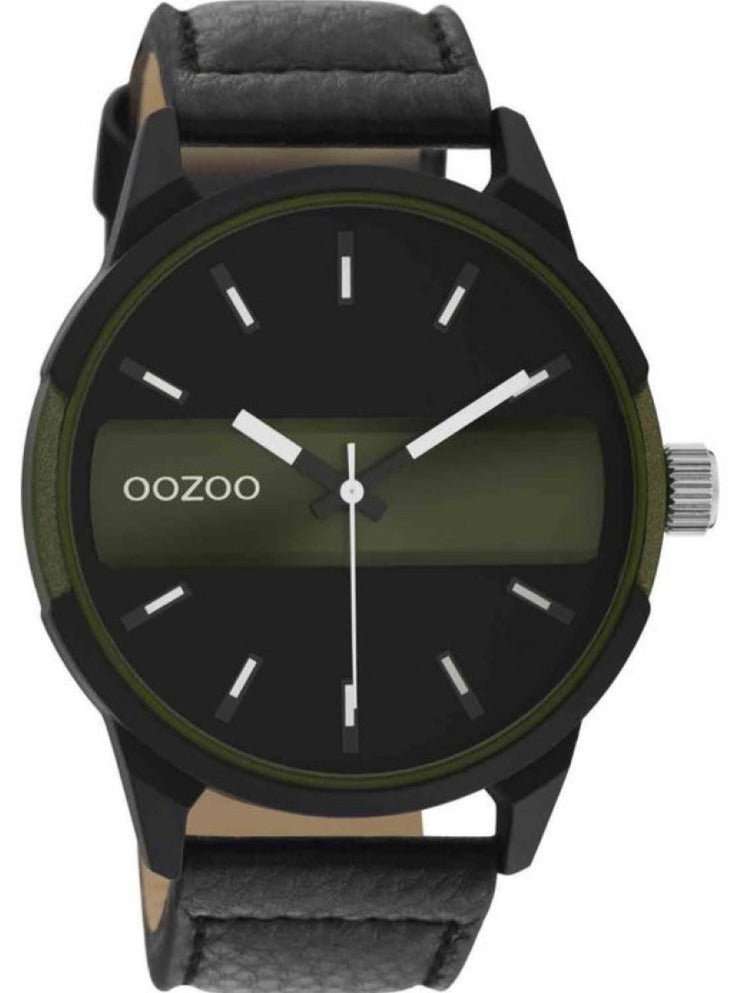 OOZOO C11002 42MM Timepieces Black Leather Strap - Κοσμηματοπωλείο Goldy