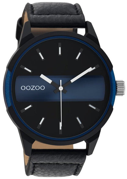 OOZOO C11003 48MM Timepieces Black Leather Strap - Κοσμηματοπωλείο Goldy