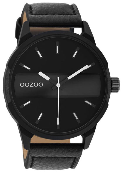 OOZOO C11004 48MM Timepieces Black Leather Strap - Κοσμηματοπωλείο Goldy