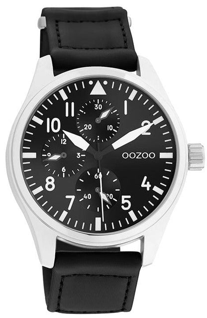 OOZOO C11009 42MM Timepieces Black Leather Strap - Κοσμηματοπωλείο Goldy