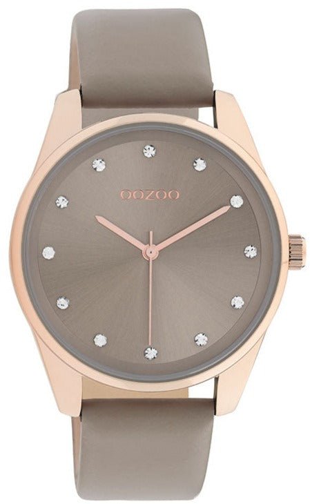 OOZOO C11047 38MM Timepieces Grey Leather Strap - Κοσμηματοπωλείο Goldy