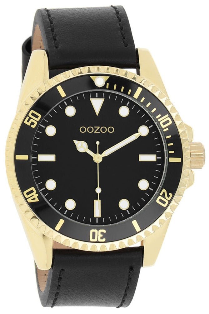 OOZOO C11115 44MM Timepieces Black Leather Strap - Κοσμηματοπωλείο Goldy