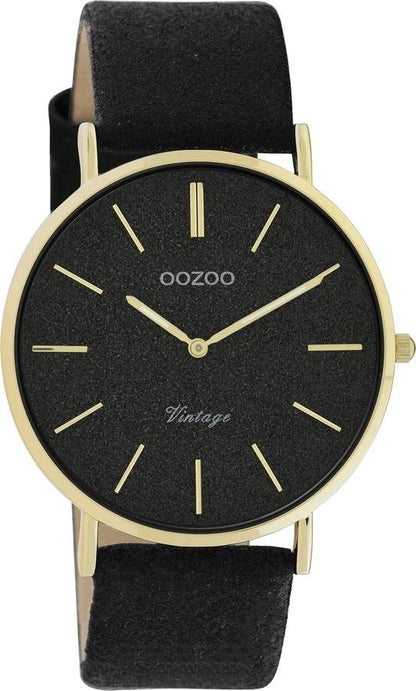 OOZOO C20164 40MM Timepieces Vintage Series Black Leather Strap - Κοσμηματοπωλείο Goldy